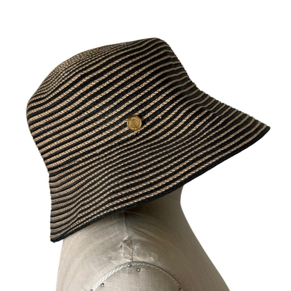 Eric Javits Squishee Bucket Hat in Black & Tan Size Medium Packable Vacation - Picture 2 of 6